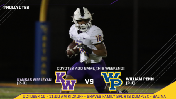 KWU Football adds game against William Penn on Saturday