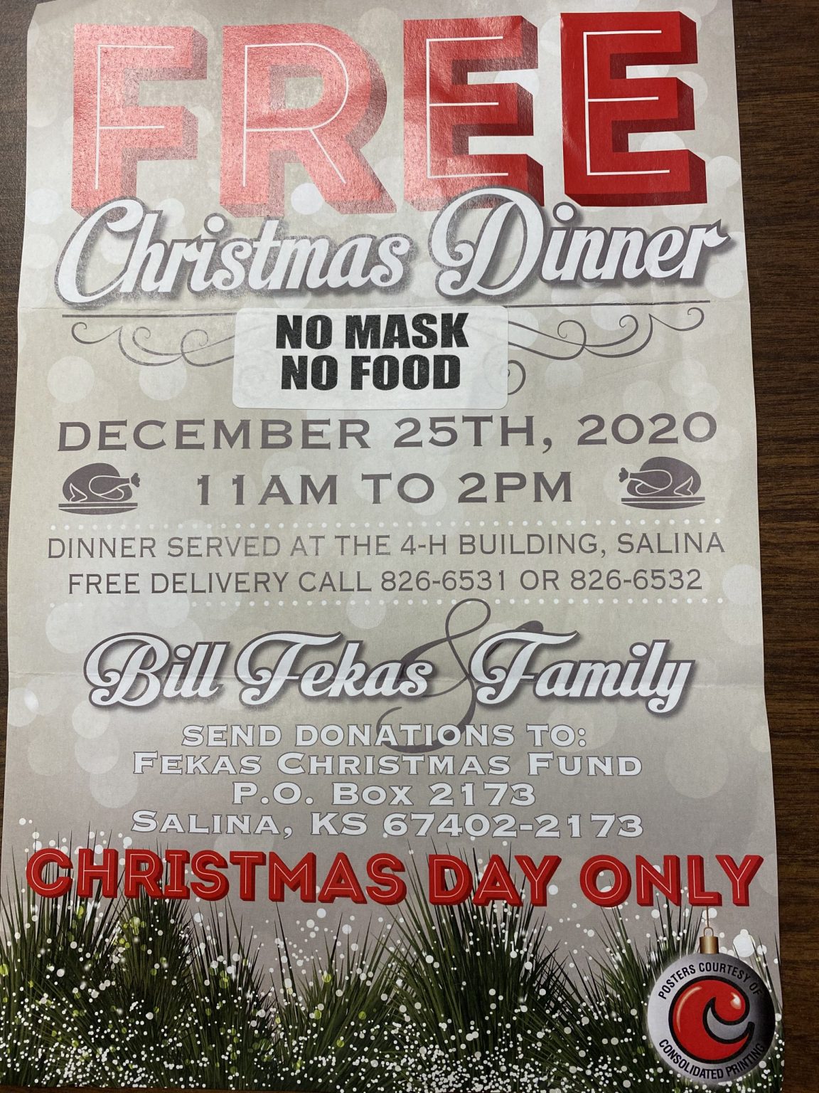 Bill Fekas Again to Provide Community Christmas Dinner