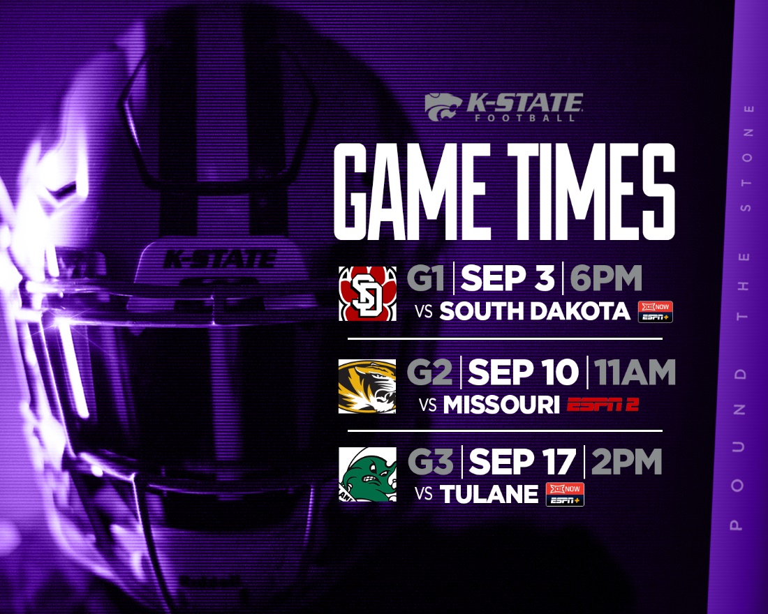 Kick Times, TV Designations Announced for K-State's First Three Football  Games