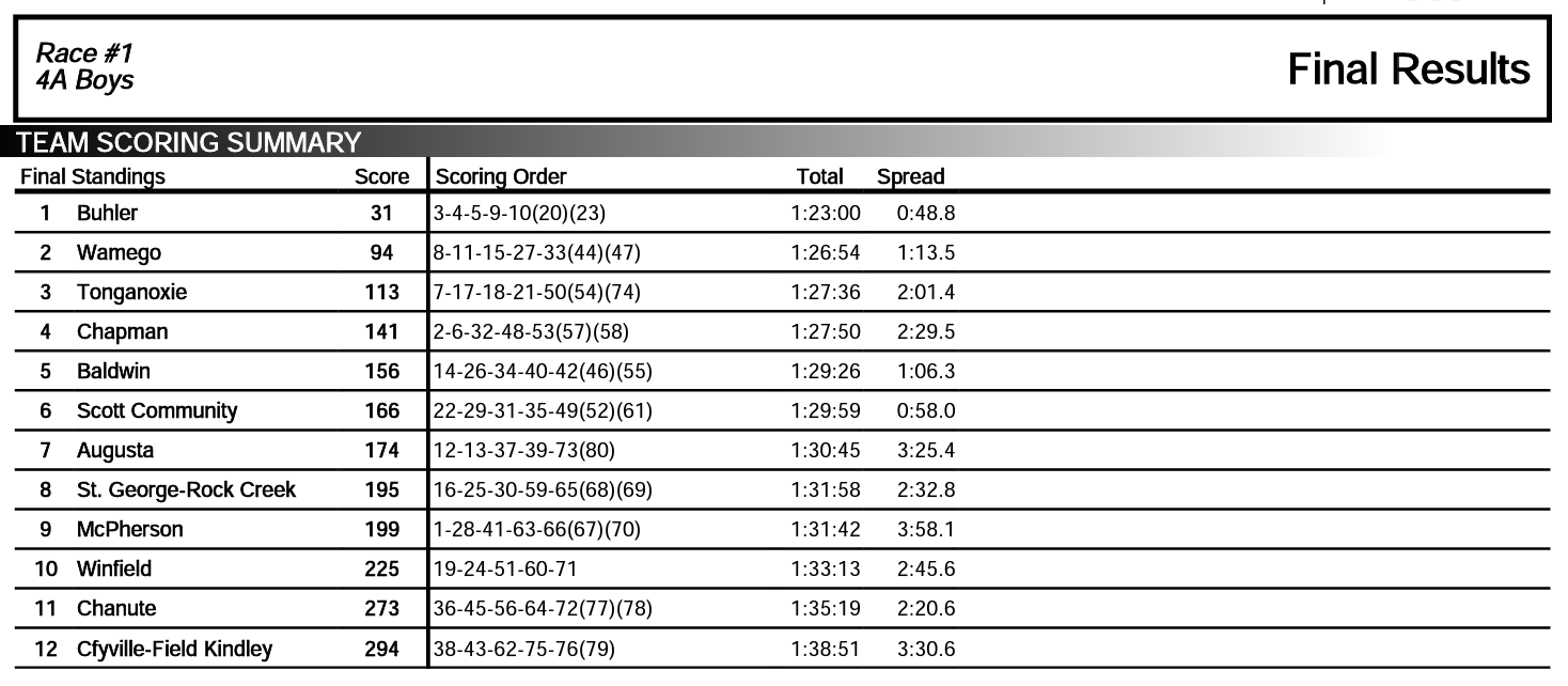 More Local State Cross Country Results